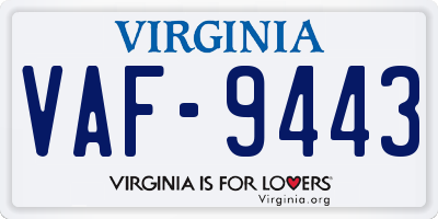 VA license plate VAF9443