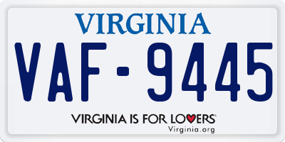 VA license plate VAF9445