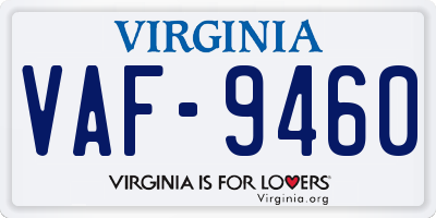 VA license plate VAF9460