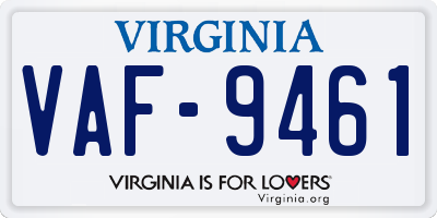 VA license plate VAF9461