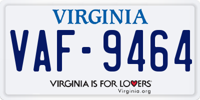 VA license plate VAF9464