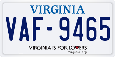 VA license plate VAF9465