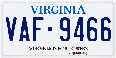 VA license plate VAF9466