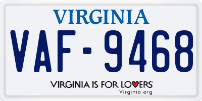 VA license plate VAF9468