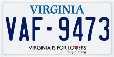 VA license plate VAF9473