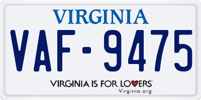 VA license plate VAF9475