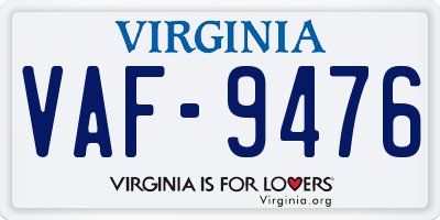 VA license plate VAF9476