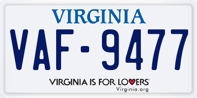 VA license plate VAF9477