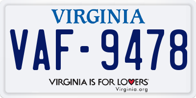VA license plate VAF9478