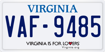 VA license plate VAF9485