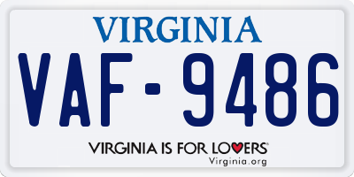 VA license plate VAF9486