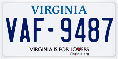 VA license plate VAF9487