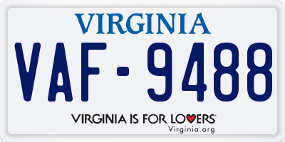 VA license plate VAF9488