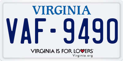 VA license plate VAF9490