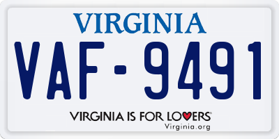 VA license plate VAF9491