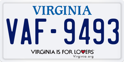 VA license plate VAF9493