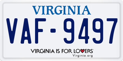 VA license plate VAF9497