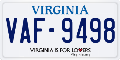 VA license plate VAF9498