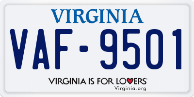 VA license plate VAF9501