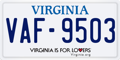 VA license plate VAF9503