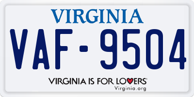 VA license plate VAF9504