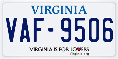 VA license plate VAF9506