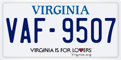 VA license plate VAF9507