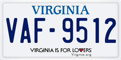 VA license plate VAF9512