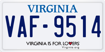 VA license plate VAF9514