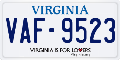 VA license plate VAF9523