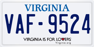 VA license plate VAF9524