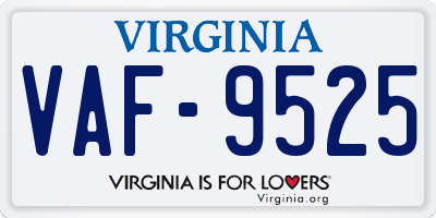 VA license plate VAF9525