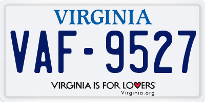 VA license plate VAF9527