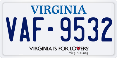 VA license plate VAF9532