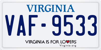 VA license plate VAF9533