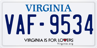 VA license plate VAF9534