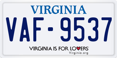 VA license plate VAF9537