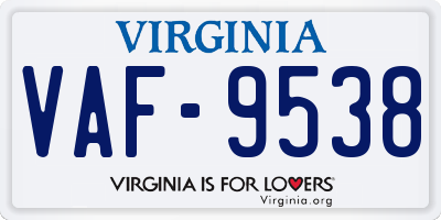 VA license plate VAF9538
