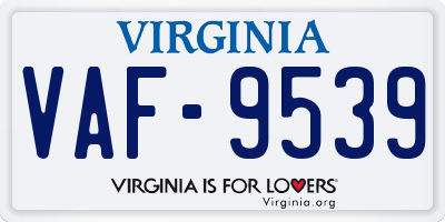 VA license plate VAF9539