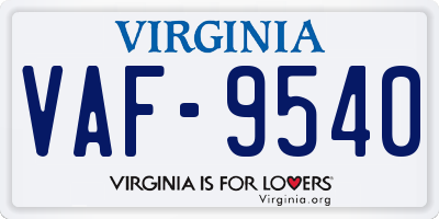 VA license plate VAF9540