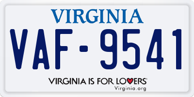 VA license plate VAF9541