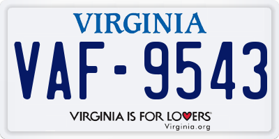 VA license plate VAF9543