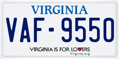 VA license plate VAF9550