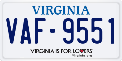 VA license plate VAF9551