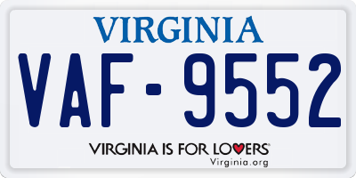 VA license plate VAF9552