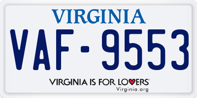 VA license plate VAF9553