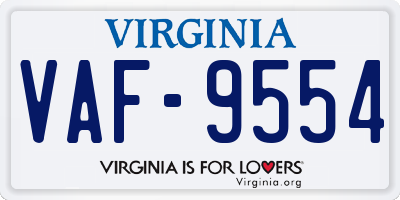 VA license plate VAF9554