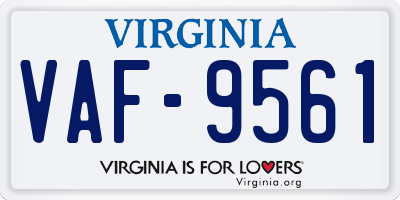VA license plate VAF9561