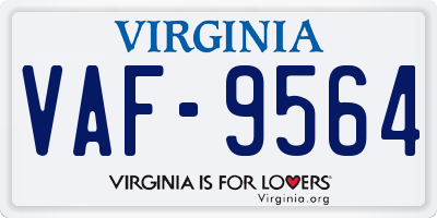 VA license plate VAF9564