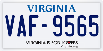 VA license plate VAF9565